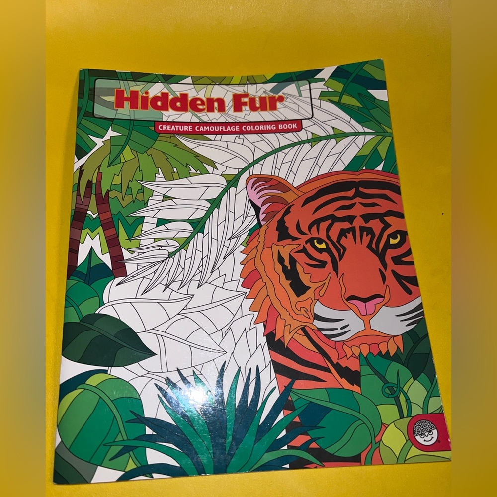 Animal COLORING BOOK jungle print pages  hidden animal 2004 mindware hidden fur